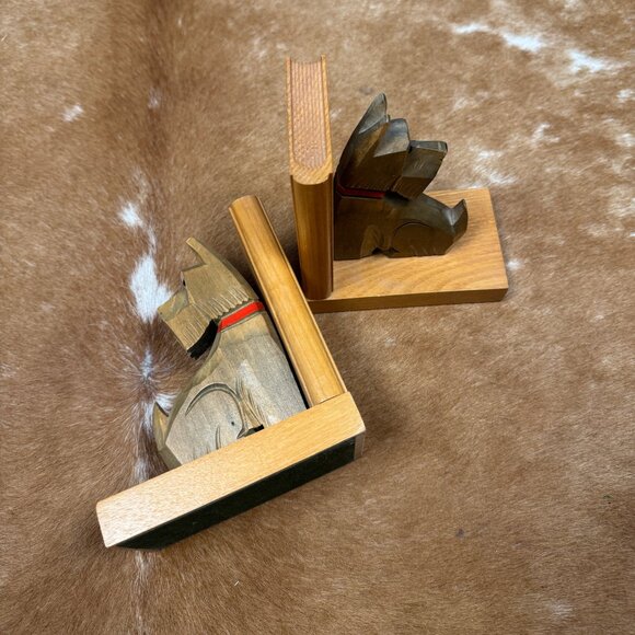 Vintage Hand-Carved Wooden Dog Bookends – Hans Schult Germany - Picture 3 of 5
